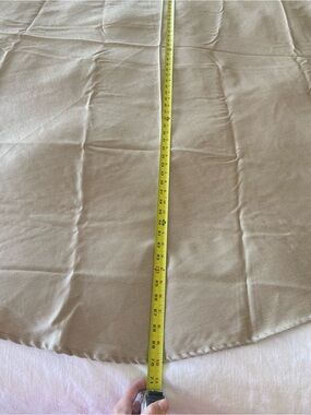 70” round table cloth neutral tan  Like new